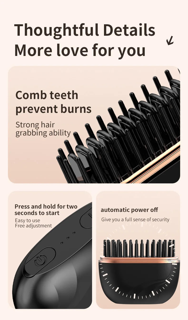 Wireless Hair Straightener Brush 2 in 1
